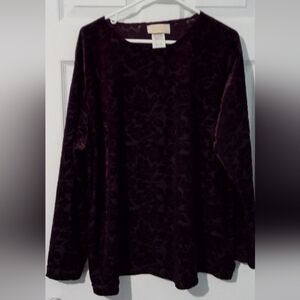 Luxurious Velvet Floral Top in Deep Purple